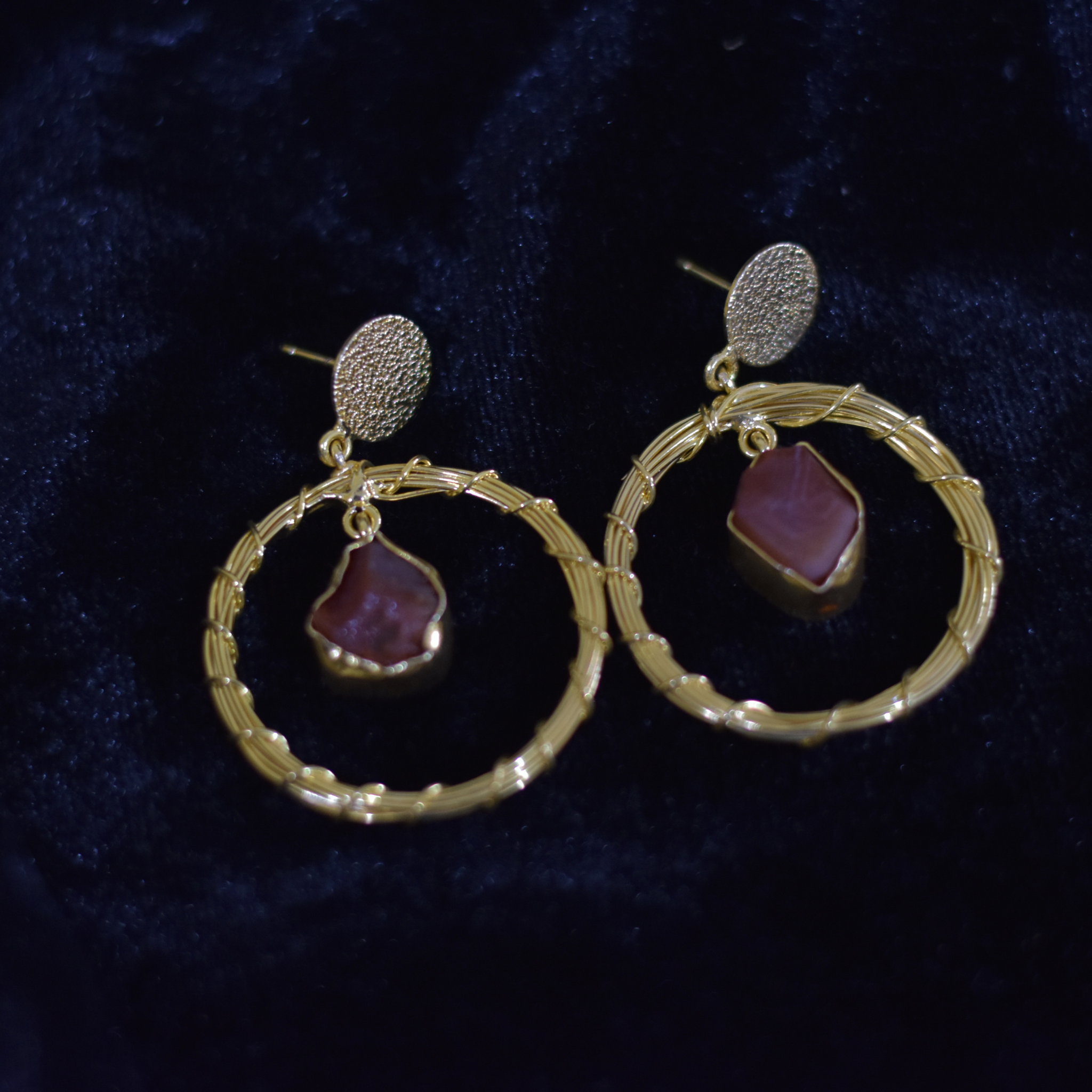 Pink Stone round shaped earrings