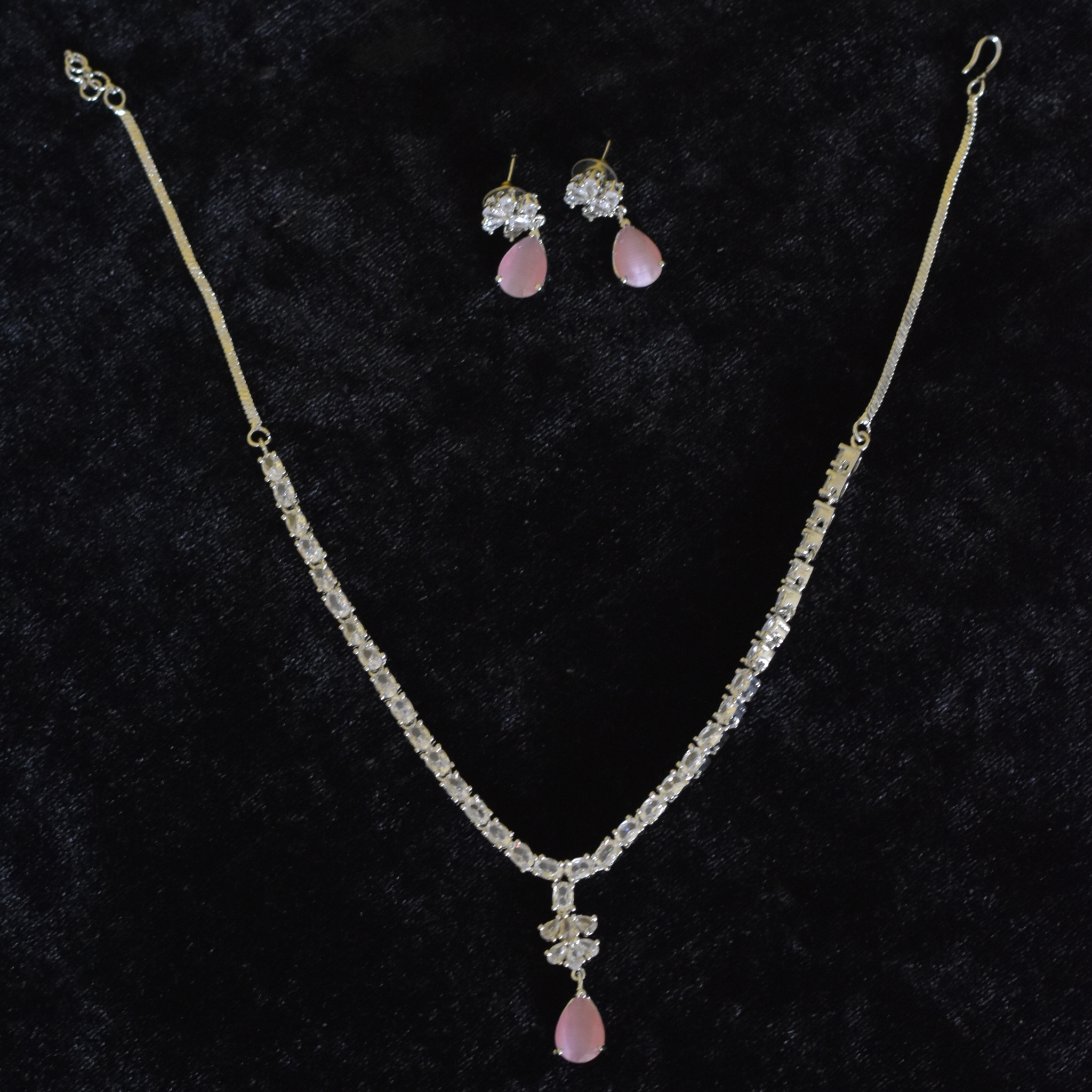 Pink pendant Necklace with American Diamonds