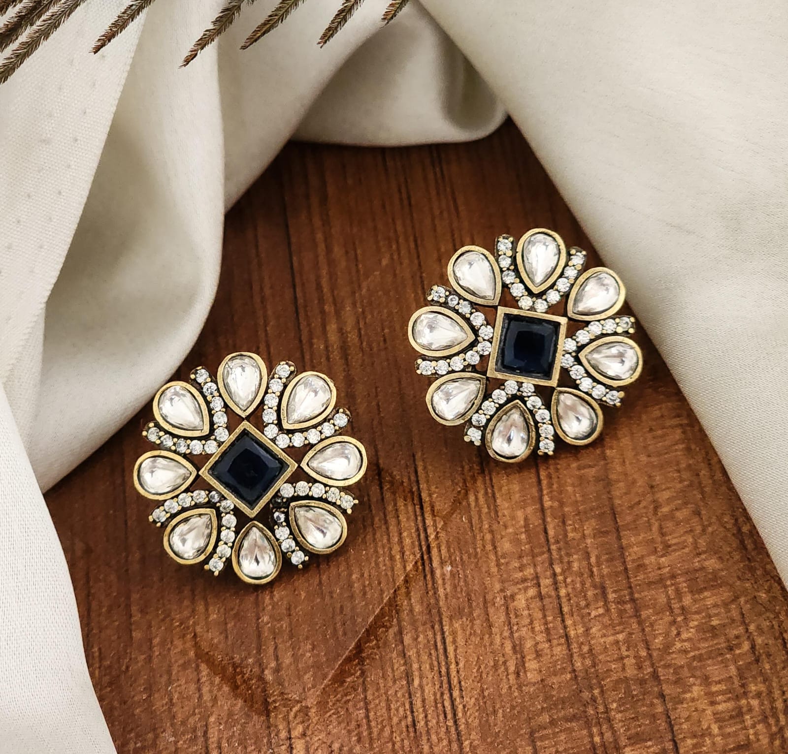 Traditional Kundan Floral Studs